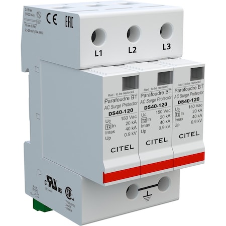 Citel Surge Protection Device, 1 Phase, 120/240V, 3 Wires DS43S-120
